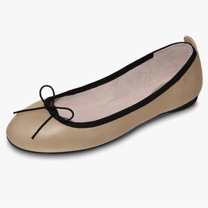 Women's Beige Leather Flats